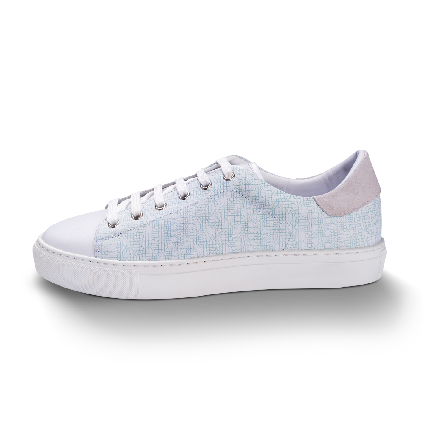 Pas de Paris white shoes with blue pattern Henry of Paris