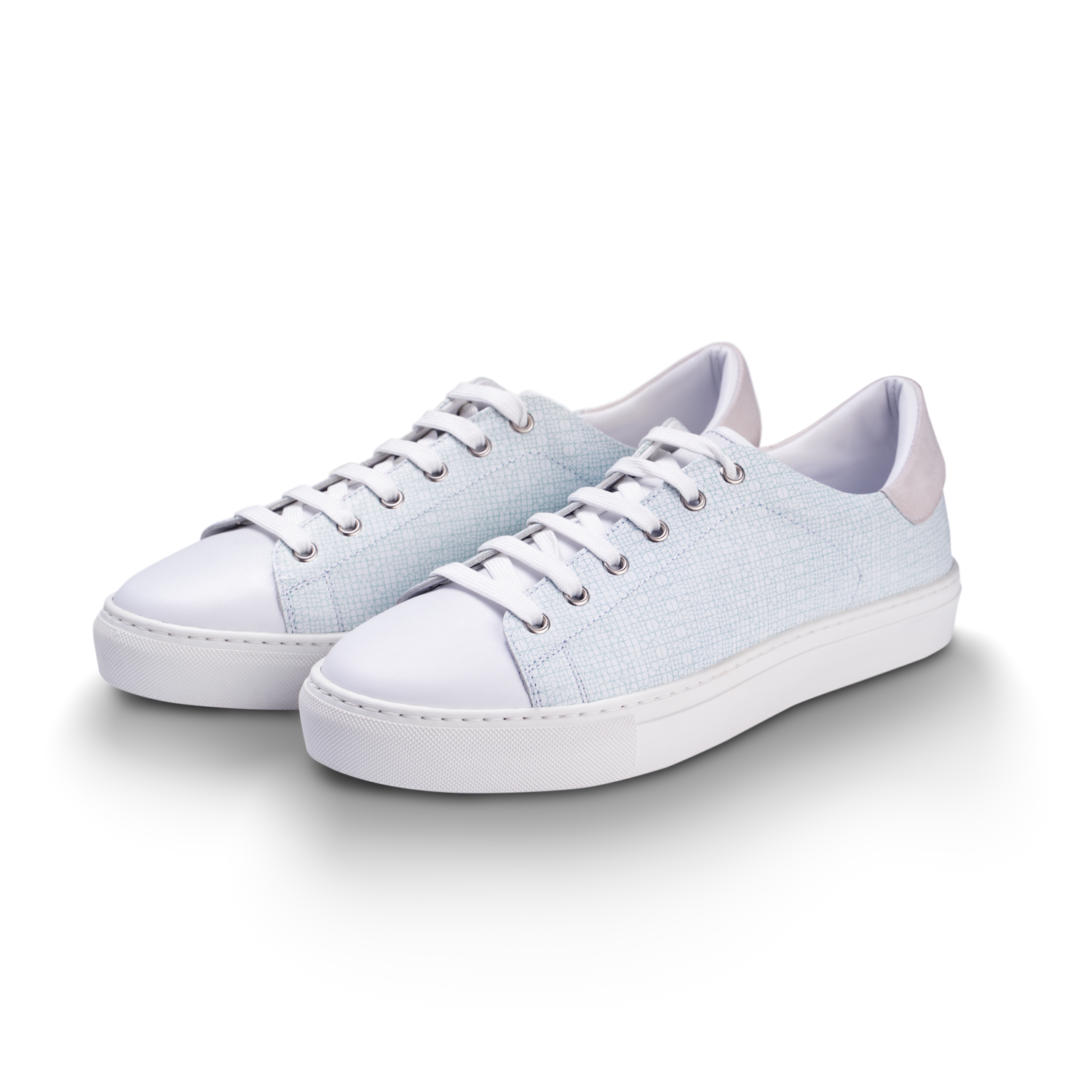 Pas de Paris white shoes with blue pattern Henry of Paris