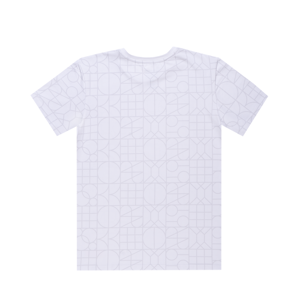 L’essence Pure white t-shirt with grey pattern Henry of Paris